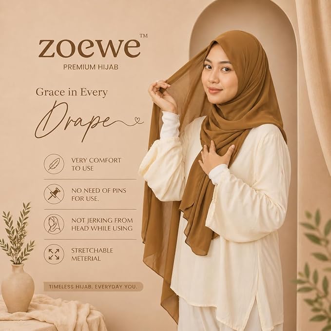 Chifon Hijab light camel brown