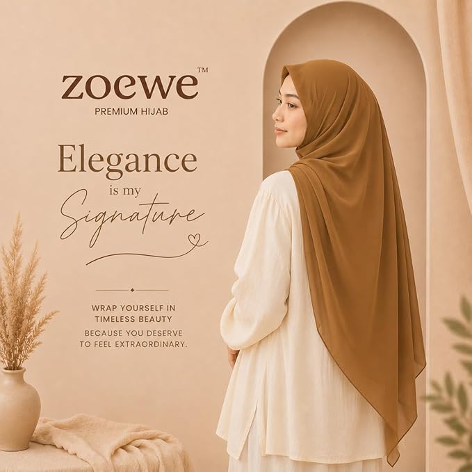 Chifon Hijab light camel brown