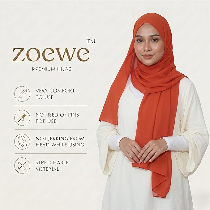 sunset orange Chifon Hijab