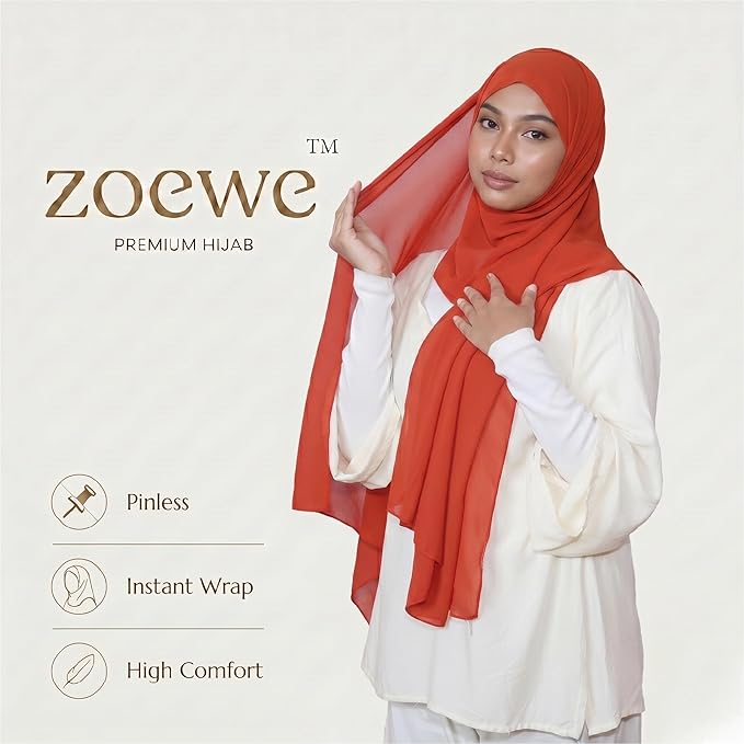 sunset orange Chifon Hijab